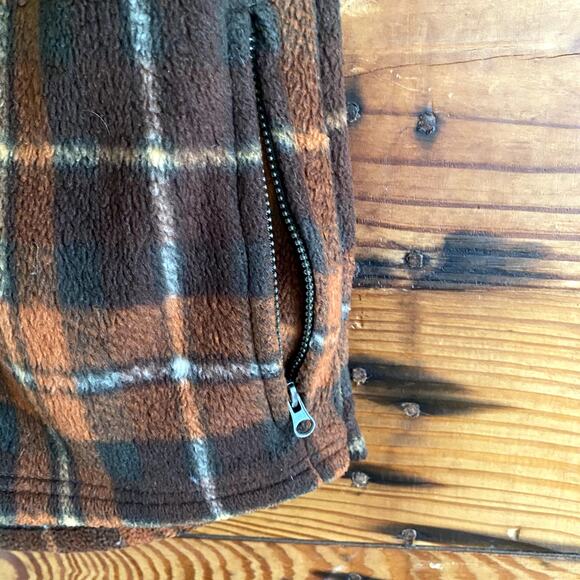 Christopher & Banks orange and brown plaid zip up vest - Picture 4 of 5